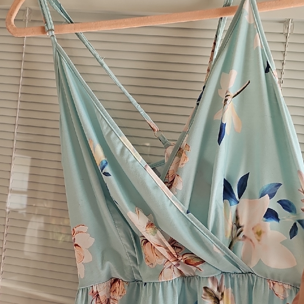 Amazon Sky Blue Floral Mini Dress - Picture 3 of 4